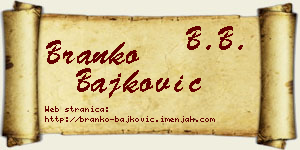 Branko Bajković vizit kartica